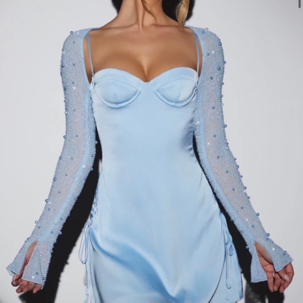 Geneva Long Sleeve Dress in Blue - Oh Polly US Sz 4